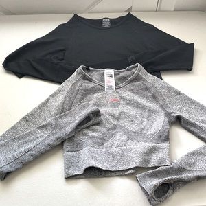 Gymshark and pink seamless workout long sleeve crop tops